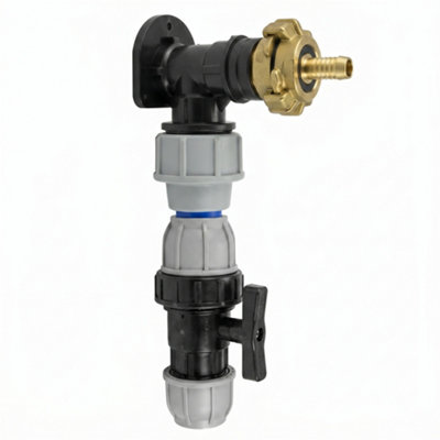  - 32mm Mdpe Wall Flange Kit With 3/4 " Bspm Geka 13mm Geka Hosetail And 32mm Mdpe Valve No Pipe