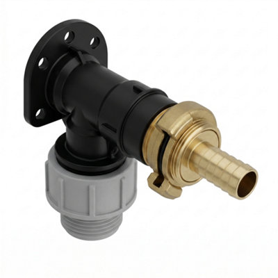  - 32mm Mdpe Wall Flange Kit With 3/4" Bspm Geka Connector And 19mm Geka Hosetail