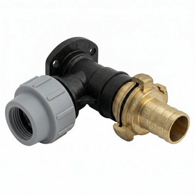  - 32mm Mdpe Wall Flange Kit With 3/4 " Bspm Geka Connector And 25mm Geka Hosetail