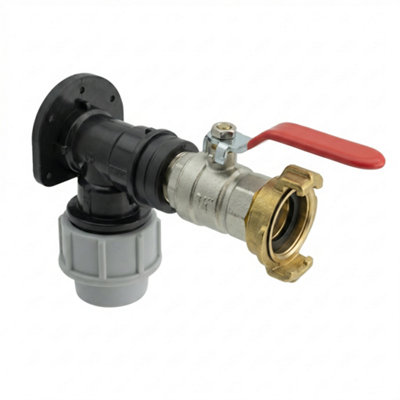  - 32mm Mdpe Wall Flange Kit With 3/4 " Mf Lever Valve And 3/4 "bspm Geka Connector