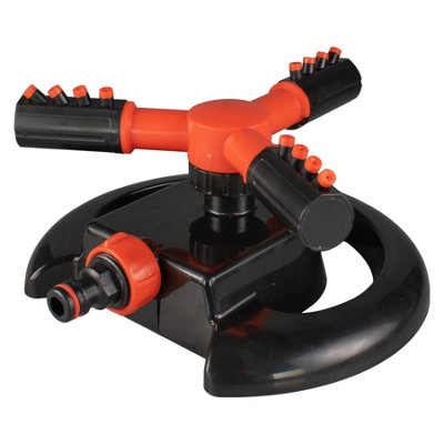 3 Arm Adjustable Rotating Lawn Sprinkler For Garden Irrigation Black And Orange Pack Of 5 from B&Q