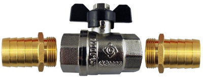  - Ball Valve Bib Butterfly Valve 1 Inch Bspf F With 2 X Brass Straight 25mm Barbed Connectors Kit