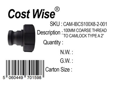 Ibc Tank Adapter S100X8 To 2 Inch Male Camlock Connector For Fluid Transfer X75 from B&Q