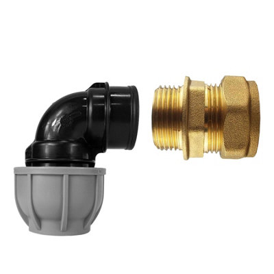  - Mdpe Pipe Elbow And Brass Compression Straight Plumbing Fitting Kit 32mm And 28mm