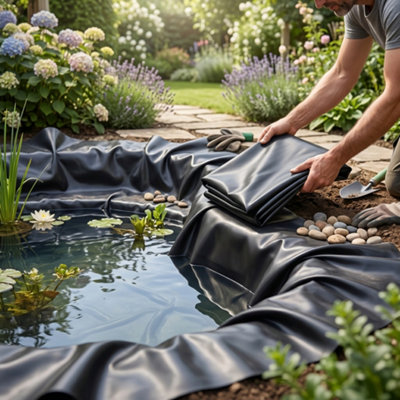 Pvc Garden Pond Liner 3X3 Metre Black 450Gsm Flexible Waterproof Membrane from B&Q