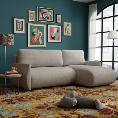Forest D Corner Sofa Bed Modern Design Has Dl Folding System Storage Box And Universal Layout Beige