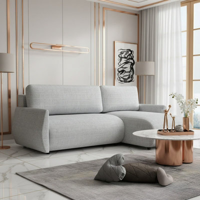 Forest D Corner Sofa Bed Modern Design Has Dl Folding System Storage Box And Universal Layout Light Grey