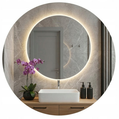  - Round Led Bathroom Mirror 70Cm Backlit Illuminated Frameless Touch Sensor