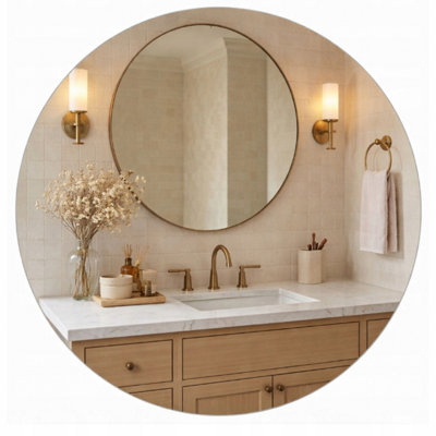  - Round Bathroom Mirror 70Cm Frameless Polished Edge 4mm Silver Glass