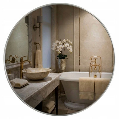  - Round Bathroom Mirror 80Cm Frameless Polished Edge 4mm Silver Glass