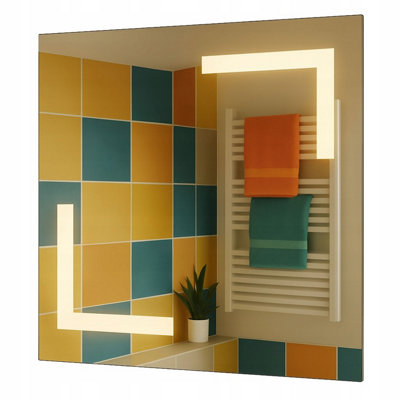  - Aries Frameless Led Bathroom Mirror 90X80CmBacklit Illuminated