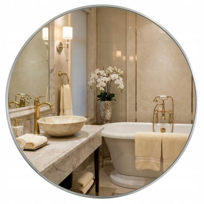  - Frameless Round Bathroom Mirror 80Cm4mm Silver GlassPolished Edge