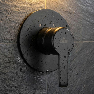 Deante Bathroom Concealed Shower Tap Single Handle Faucet Matte Black Galvanised Brass from B&Q