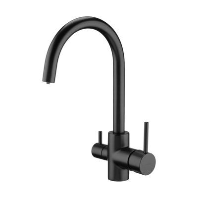 Deante Swan Neck 3 Way Filtered Water Tap In Matt Black