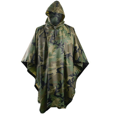 B&Q -  Helikon Waterproof Poncho Ripstop Woodland - Image 3
