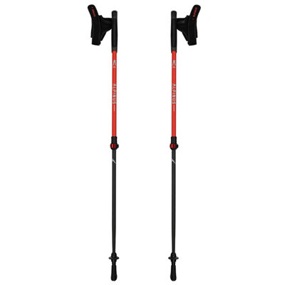 Alpinus Pro Nordic Walking Poles Braunberg Trekking Sticks Pair Lightweight Red - Image 2