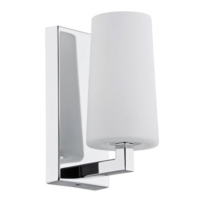 Luminosa Lighting Luminosa Camelot Wall Lamp With Shade Chrome BaseGlass Opal Matt from B&Q
