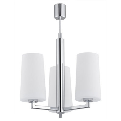 Luminosa Lighting Luminosa Camelot Multi Arm Pendant Ceiling 3 Light Chrome BaseGlass Opal Matt from B&Q