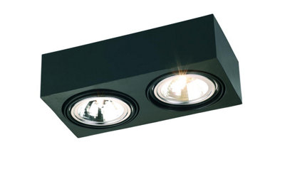 B&Q -  Luminosa Rodos Twin Surface Mounted Downlight Black Structure