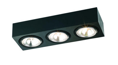 B&Q -  Luminosa Rodos Triple Surface Mounted Downlight Black Structure