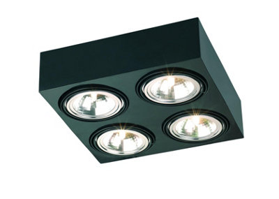 B&Q -  Luminosa Rodos Quad Surface Mounted Downlight Black Structure