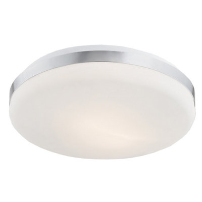 Luminosa Lighting Luminosa Salado Flush Ceiling 2 Light Opal MattChrome from B&Q