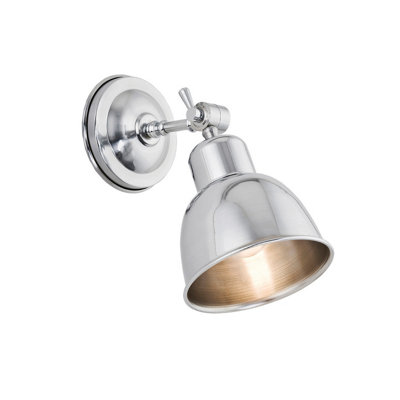 Luminosa Lighting Luminosa Eufrat Dome Wall Lamp Brushed Chrome from B&Q