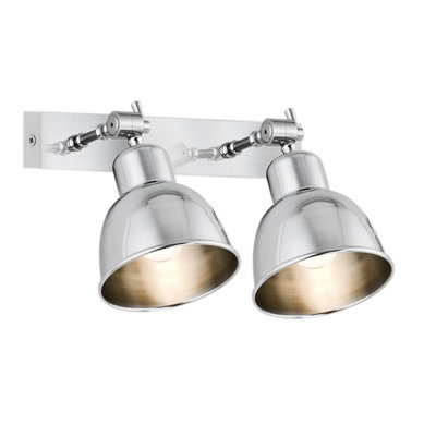 Luminosa Lighting Luminosa Eufrat Twin Dome Wall Lamp Brushed Chrome from B&Q