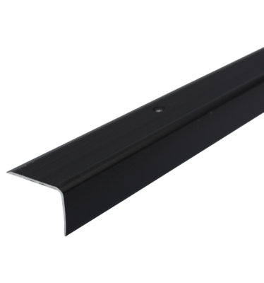 Cayrus World Of Finishing Aluminium Non Slip Stair Nosing Edge Trim 41X26.6mm Ribbed Step Protector A42 Black -0.9M from B&Q