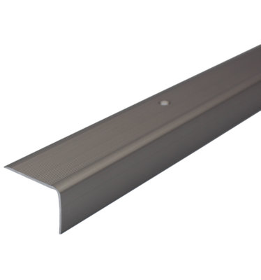 Cayrus World Of Finishing Aluminium Non Slip Stair Nosing Edge Trim 41X26.6mm Ribbed Step Protector A42 Inox -0.9M from B&Q