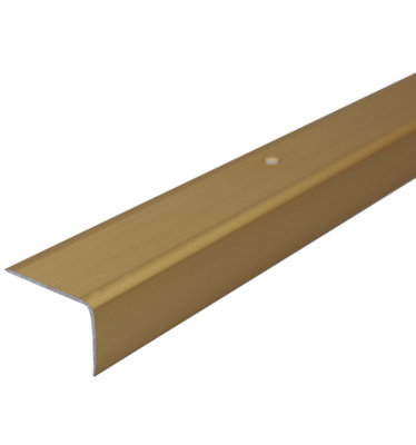 Cayrus World Of Finishing Aluminium Non Slip Stair Nosing Edge Trim 41X26.6mm Ribbed Step Protector A42 Gold -0.9M from B&Q