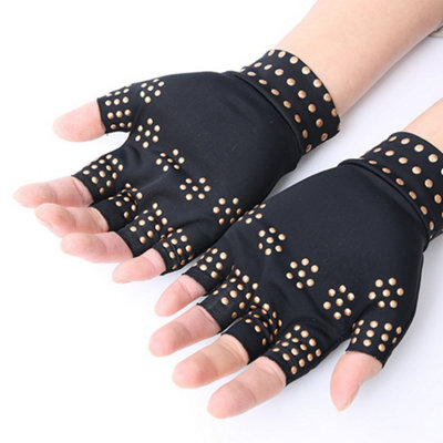 Arthritis Compression Fingerless Gloves-Black (2 Pairs) from B&Q