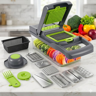 16 In 1 Vegetable Chopper Salad Fruit Mandolin Slicer Food Dicer Cutter And Peeler Kitchen Tool Set from B&Q