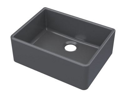 595mm - Fireclay Kitchen Single Bowl Butler Sink  - Soft Black