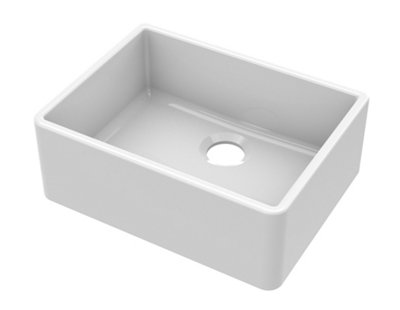 595mm - Single Bowl Butler Kitchen Sink - No Overflow &  No Tap Hole