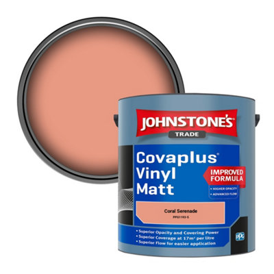 Johnstone's Trade Covaplus Vinyl Matt Walls & Ceilings Emulsion Paint Coral Serenade (Ppg1193-5) 2.5L from B&Q