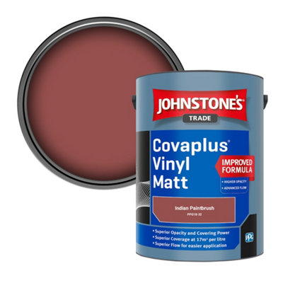 Johnstone's Trade Covaplus Vinyl Matt Walls & Ceilings Emulsion Paint Indian Paintbrush (Ppg18-32) 5L from B&Q