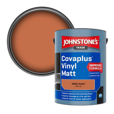 Johnstone's Trade Covaplus Vinyl Matt Walls & Ceilings Emulsion Paint Malibu Sunset (Ppg17-24) 5L from B&Q