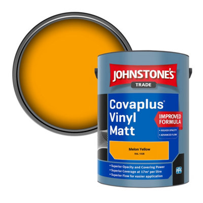 Johnstone's Trade Covaplus Vinyl Matt Walls & Ceilings Emulsion Paint Melon Yellow (Ral 1028) 5L from B&Q