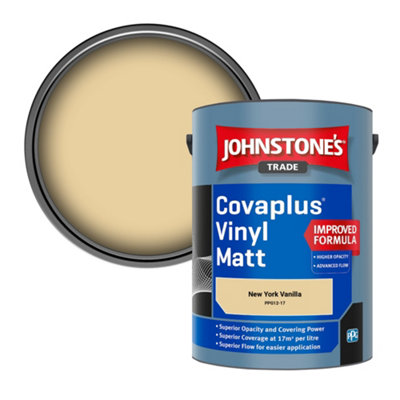 Johnstone's Trade Covaplus Vinyl Matt Walls & Ceilings Emulsion Paint New York Vanilla (Ppg12-17) 5L from B&Q