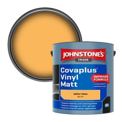 Johnstone's Trade Covaplus Vinyl Matt Walls & Ceilings Emulsion Paint Saffron Yellow (Ral 1017) 2.5L from B&Q