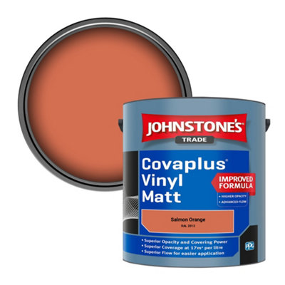 Johnstone's Trade Covaplus Vinyl Matt Walls & Ceilings Emulsion Paint Salmon Orange (Ral 2012) 2.5L from B&Q