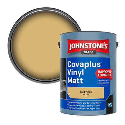 Johnstone's Trade Covaplus Vinyl Matt Walls & Ceilings Emulsion Paint Sand Yellow (Ral 1002) 5L from B&Q