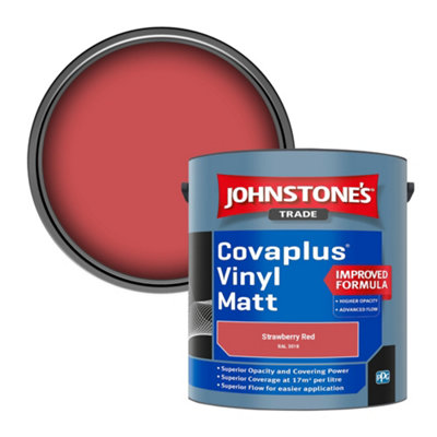 Johnstone's Trade Covaplus Vinyl Matt Walls & Ceilings Emulsion Paint Strawberry Red (Ral 3018) 2.5L from B&Q