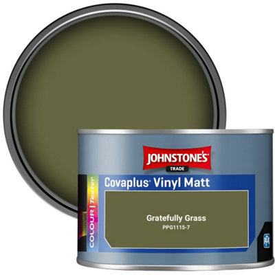 Johnstone's Trade Covaplus Vinyl Matt Walls & Ceilings Emulsion Paint Gratefully Grass (Ppg1115-7) 350Ml Tester Pot from B&Q