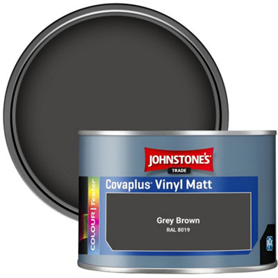 Johnstone's Trade Covaplus Vinyl Matt Walls & Ceilings Emulsion Paint Grey Brown (Ral 8019) 350Ml Tester Pot from B&Q