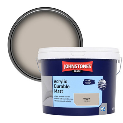 Johnstone's Trade Acrylic Durable Matt Walls & Ceilings Emulsion Paint Whippet (Ppg1020-3) 10L from B&Q