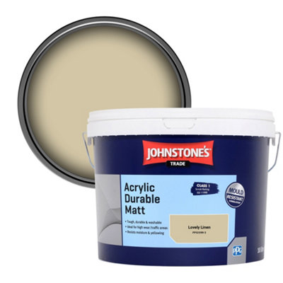 Johnstone's Trade Acrylic Durable Matt Walls & Ceilings Emulsion Paint Lovely Linen (Ppg1099-3) 10L from B&Q