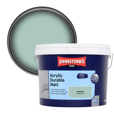 B&Q -  Acrylic Durable Matt Walls & Ceilings Emulsion Paint Ming Blue (16C33) 10L