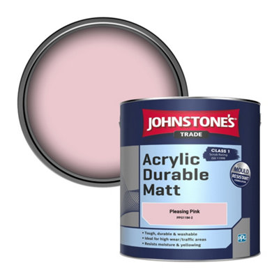 Johnstone's Trade Acrylic Durable Matt Walls & Ceilings Emulsion Paint Pleasing Pink (Ppg1184-2) 2.5L from B&Q